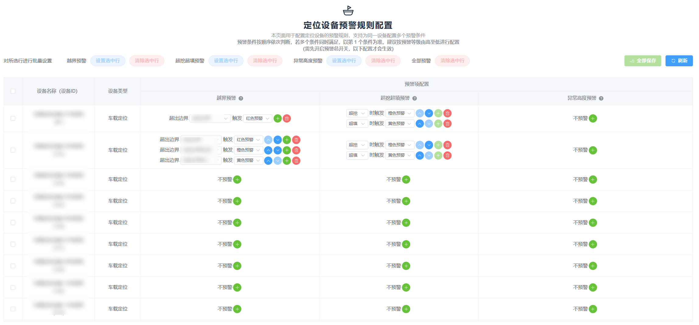 车辆预警管理设置
